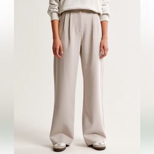 NWT Abercrombie & Fitch Sloane Tailored Wide Leg Pant in Light Taupe- Size 28